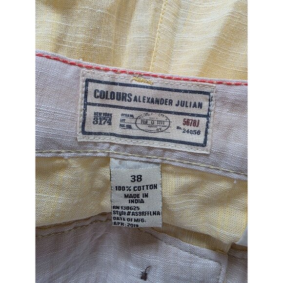 Alexander Julian Yellow Cotton Shorts 38 Made In India - Picture 2 of 4